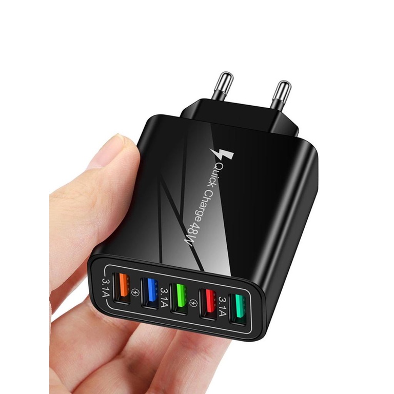 USB Charger 5 Ports Quick Charge Universal Wall Chargers Luminous Wall Charger