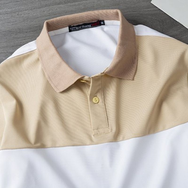 Áo Thun Polo Nam Phối Màu, Vải Cá Sấu Cotton, Chuẩn Form