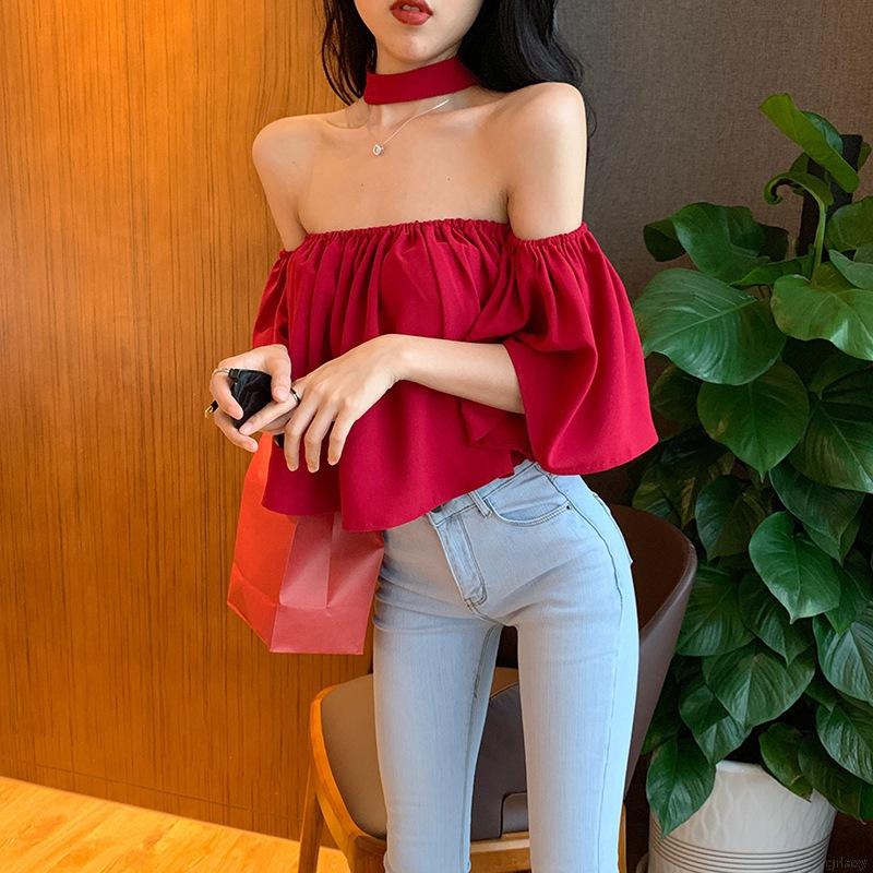 Áo thun trễ vai phong cách thời trang Hàn Quốc quyến rũ