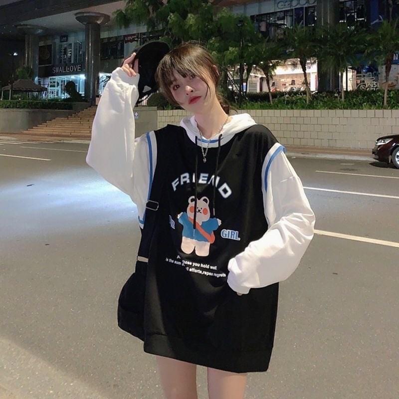 Áo hoodie gile dài tay màu xanh và đen cho nam và nữ - Hàng QCCC | BigBuy360 - bigbuy360.vn