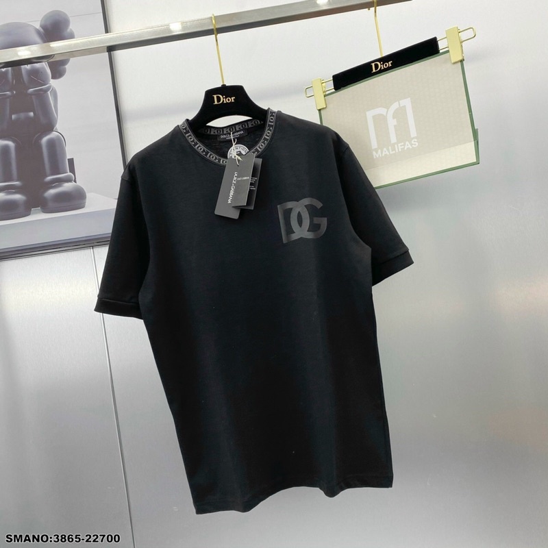 Áo T-SHIRT nam DG phối chữ viền cổ -Áo phông nam DG hàng SPF