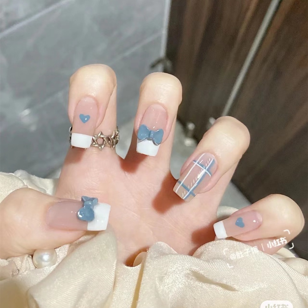 Móng tay giả đính đá /Kèm keo/ nail xinh [WR1-100]