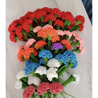 HANDMADE Hoa cẩm chướng len tặng 8/3 Valentine hoặc dùng làm trang trí