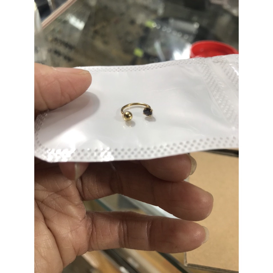 khuyên chữ u thân 0.8mm bi đá trấu cá tính - khuyên thép ko gỉ