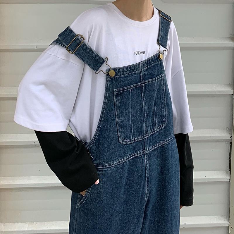 Quần Yếm Denim Dáng Rộng Thiết Kế Mới Thời Trang Theo Phong Cách Hàn Quốc Cho Cặp Đôi 2022