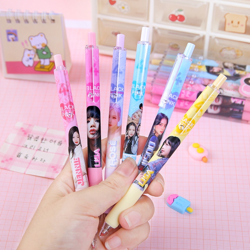 Bút Bi Viết Hàn Quốc Bút Bấm Hình Blackpink - Bút Bi Nước Học Sinh, Sinh Viên Văn Phòng Mực Đen