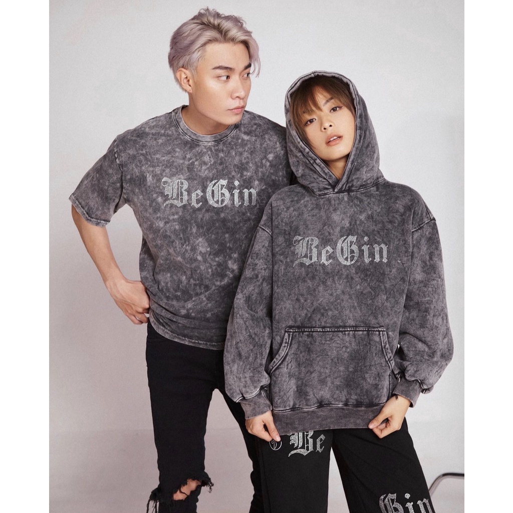 Áo hoodie wash xám khói đính đá unisex form rộng BLACKJACK local brand S TO THÉ T