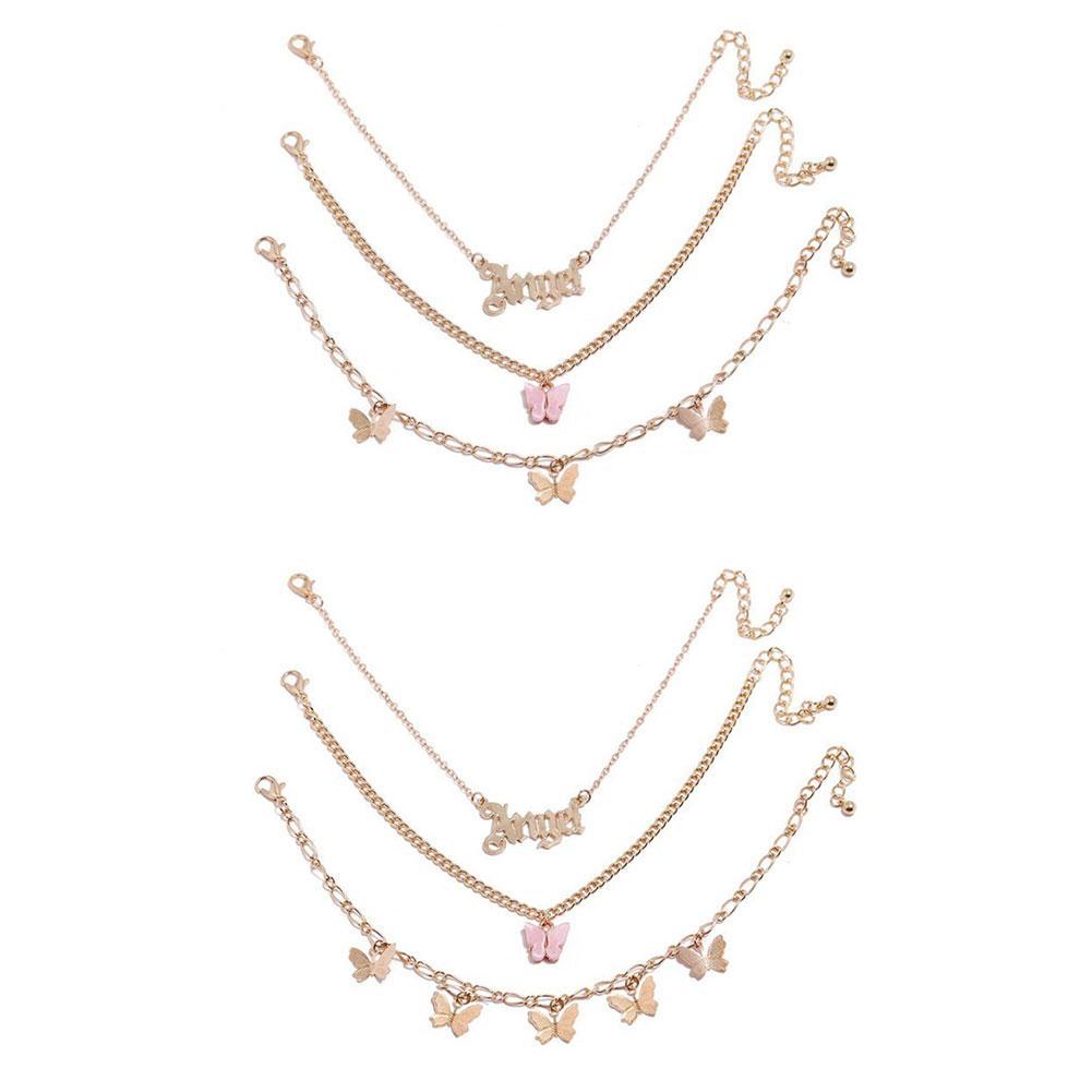 Set 3 Lắc Chân Nhiều Lớp Họa Tiết Bướm / Chữ Thời Trang Mùa Hè Cho Nữ | BigBuy360 - bigbuy360.vn