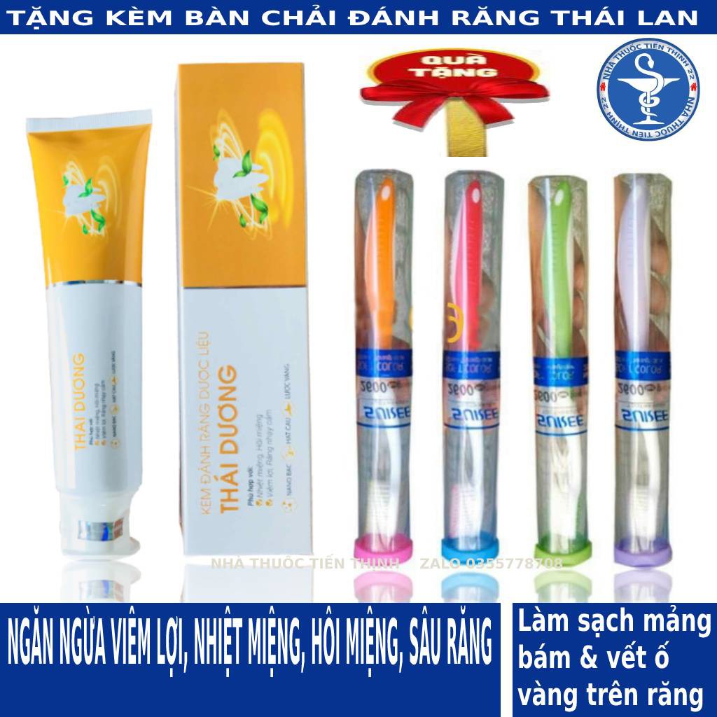 KEM ĐÁNH RĂNG DƯỢC LIỆU THÁI DƯƠNG -TẶNG 1 BÀN CHẢI THÁI LAN CAO CẤP