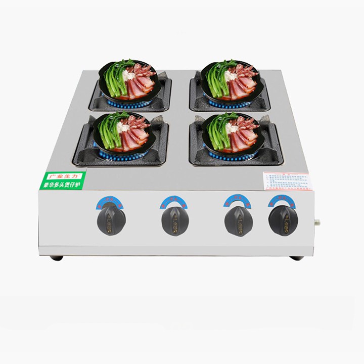 Bếp gas 4 họng vuông, bếp ga 4 lò làm mỳ cay, bánh xèo, cơm niêu