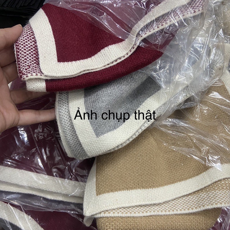 Khăn len trơn viền trắng thời trang unisex các màu