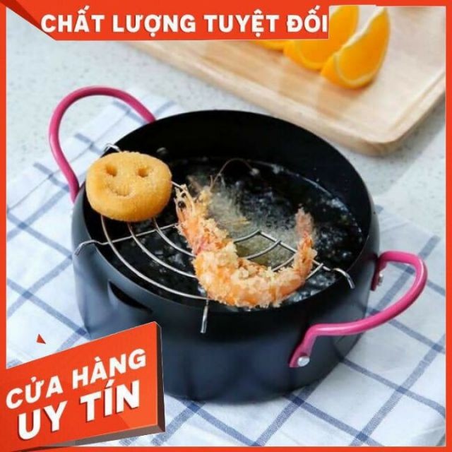 Nồi chiên lọc dầu xuất nhật dùng bếp ga, bếp từ, bếp hồng ngoại - Kèm khay hứng