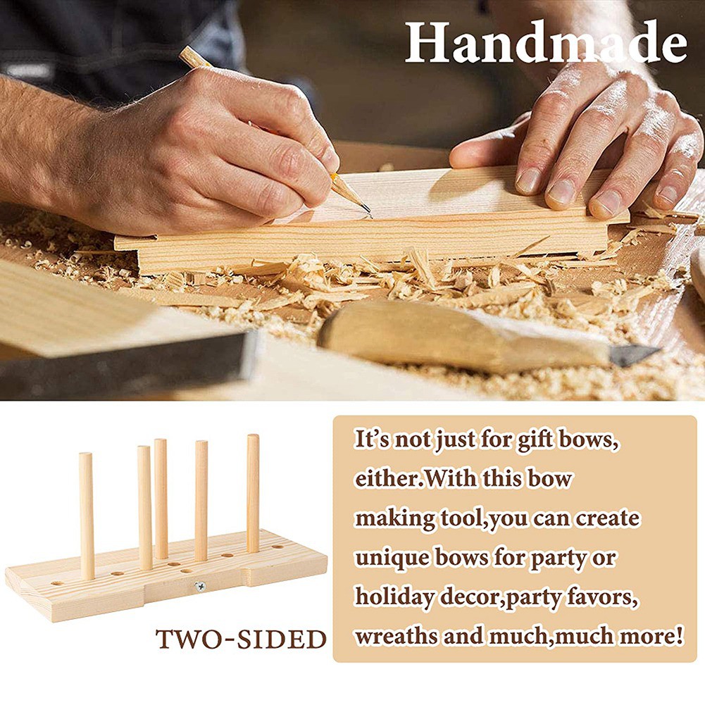 Dụng cụ hỗ trợ thắt nơ làm quà tặng bằng gỗ hai mặt thích hợp để dùng với dây ruy băng