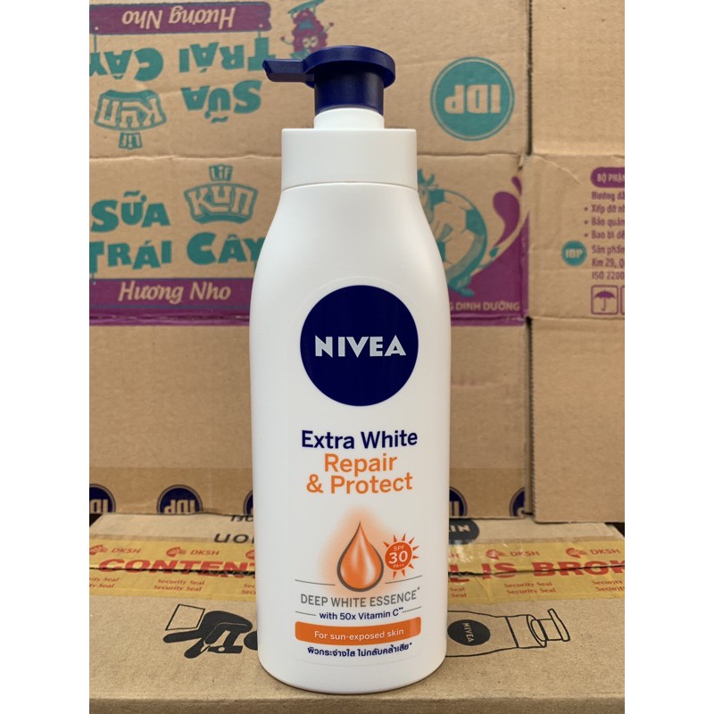 Sữa dưỡng thể dưỡng trắng Nivea giúp phục hồi &amp; chống nắng 350ml(Mầu Vàng)