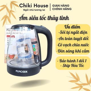Ấm đun siêu tốc thủy tinh cao cấp 2l - bình siêu tốc chính hãng - chiki house