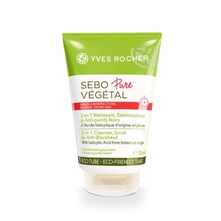 Hàng Pháp - Sữa rửa mặt Yves rocher Sebo Pure Végétal và tẩy da chết 3 trong 1