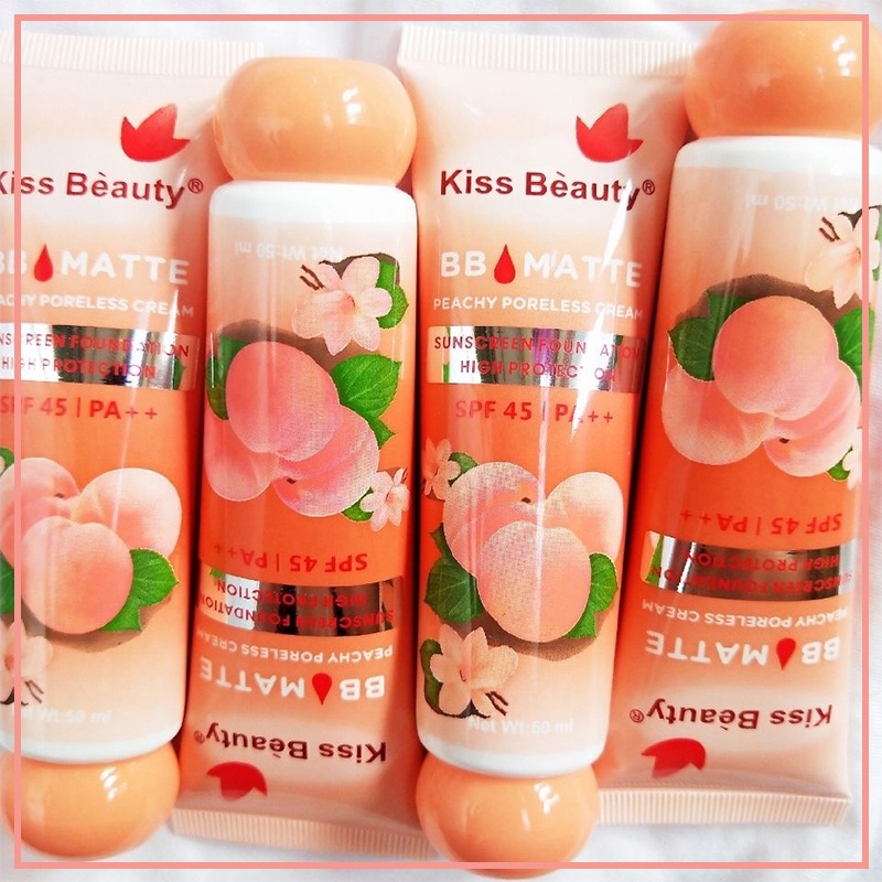 KISS BEAUTY-Kem nền trang điểm màu nude nhẹ nhàng, kem nền sáng da dạng lỏng màu hồng đào KB-BB01-1
