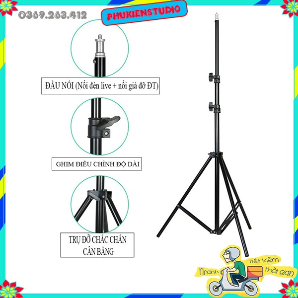 🐬Giá rẻ🐬 Gía đỡ đèn livestream, trippot 3 chân trụ hỗ trợ lắp các thiết bị chụp, quay phim vô cùng tiện lợi