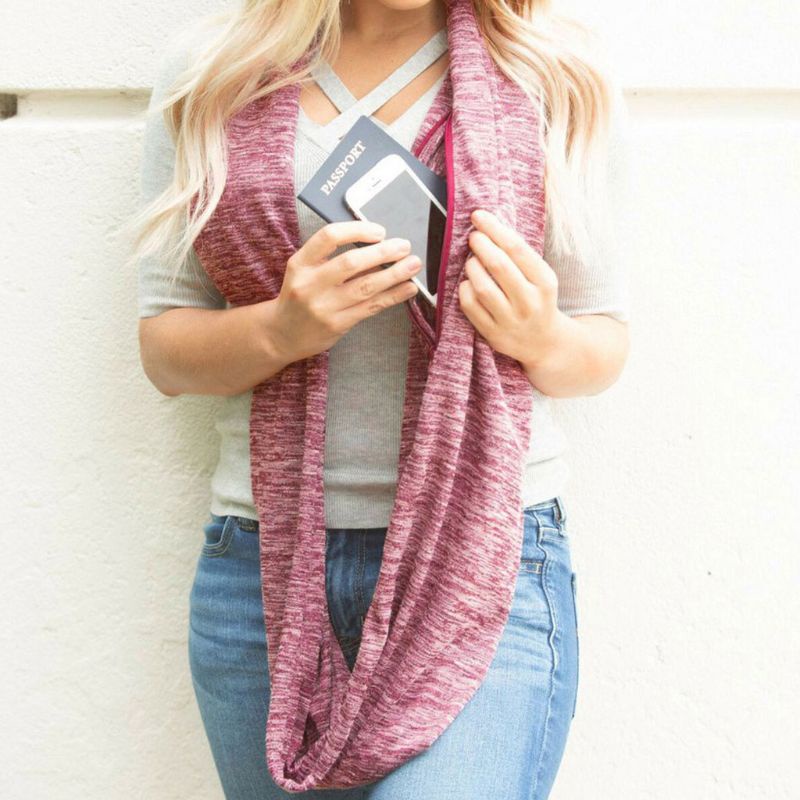 Whi Khăn Choàng Cổ Cotton Hai Lớp Ẩn Có Túi Khóa Kéo Cho Vòng Vô Cực Màu S