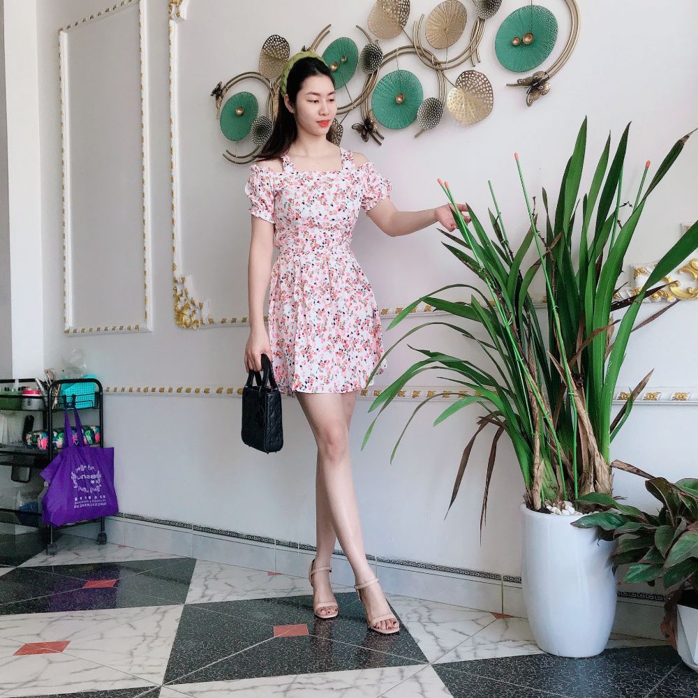 Đầm trễ vai (có kèm quần đùi trong) chất liệu lụa Nhật mịn nhẹ thoáng mát | BigBuy360 - bigbuy360.vn