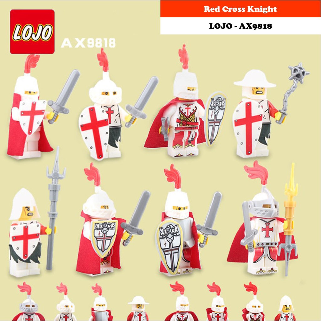 Minifigures LOJO AX-9818 - Lính trung cổ hiệp sĩ chữ thập đỏ - Minifigures Red Cross Knight