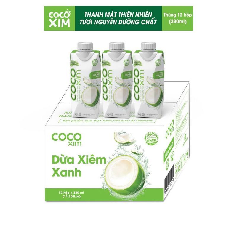 [fs70]Thùng 12 hộp nước dừa xiêm xanh Coco xin 330ml