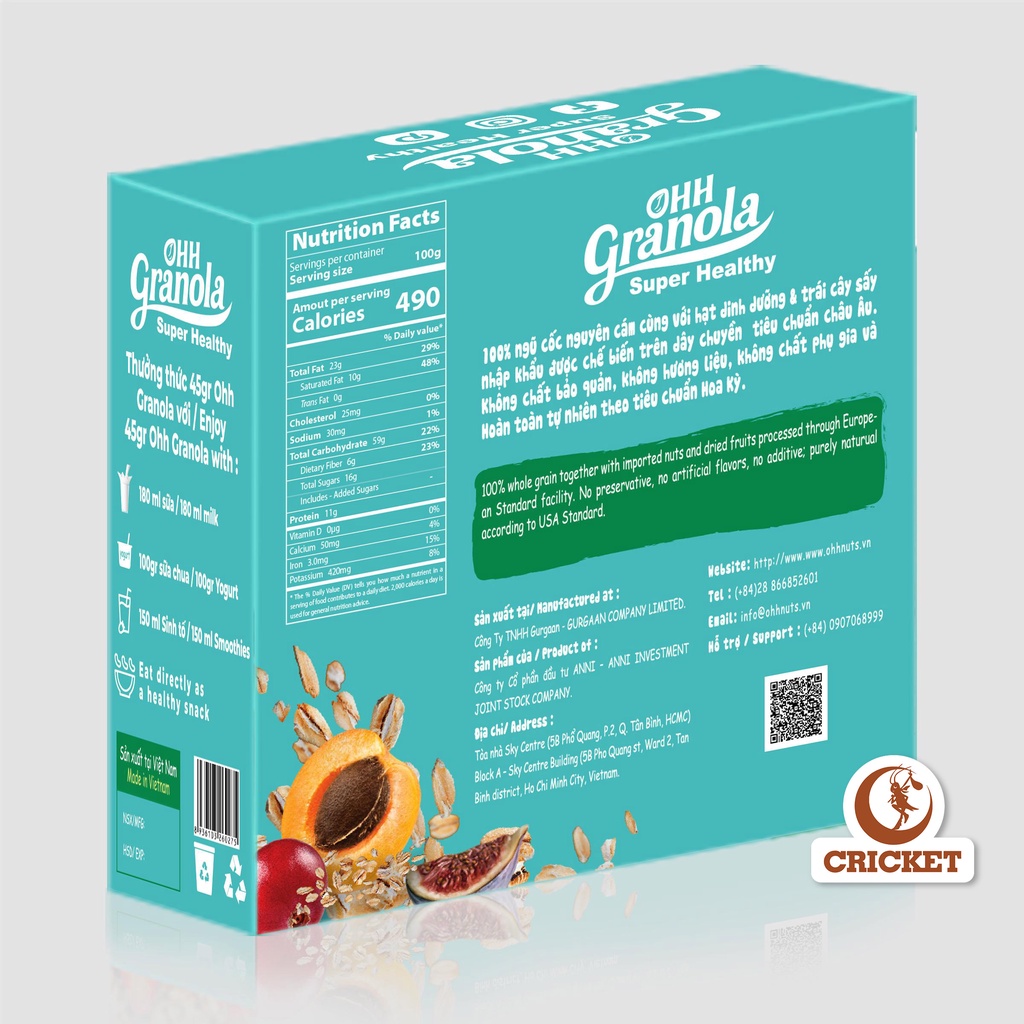 [ Super Healthy] Ngũ cốc trái cây Ohh Granola Hộp 250g - Ngũ cốc dinh dưỡng cao cấp, hỗ trợ ăn kiêng.