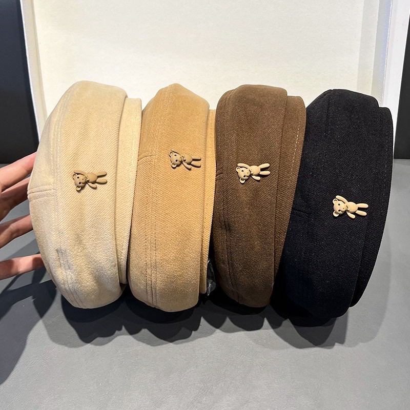 Mũ Nồi Beret Phối Gấu Tedy Thời Trang (có sẵn- y hình)
