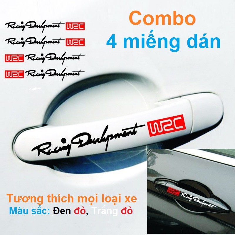 Bộ 4 Chữ Decal Logo Racing Development WRC Dán Tay Nắm Cửa Xe Ô Tô - Decal dán tay nắm cửa xe