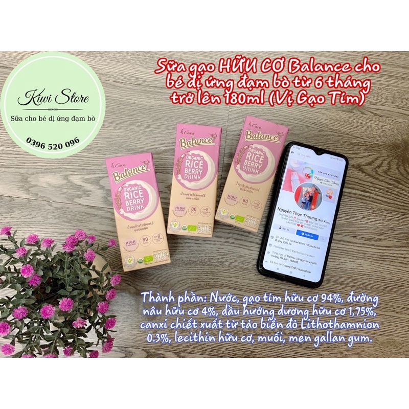 Sữa gạo HỮU CƠ Balance cho bé dị ứng đạm bò 180ml