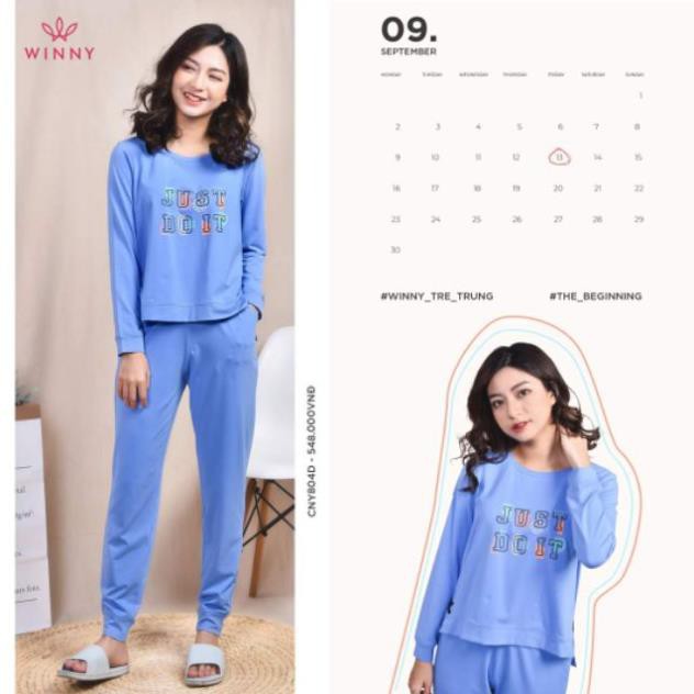 Bộ mặc nhà Winny cotton dài tay Thu Đông CNY804D giá 548.000đ  ྇