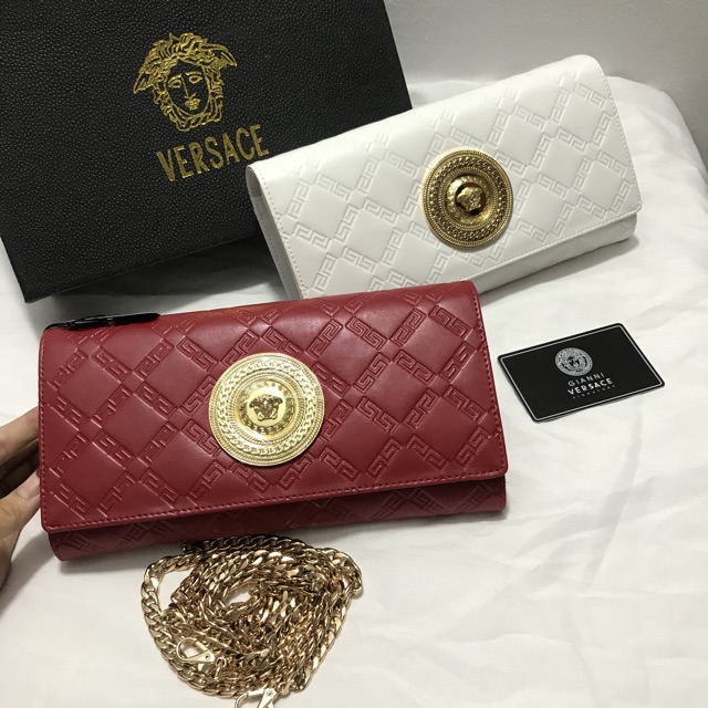 Túi cầm tay nữ clutch  khoá vàng da thật dập vân logo hàng cao cấp fullbox có hộp