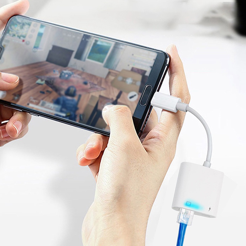 Đầu Chuyển Đổi Cổng Type C Sang RJ45 Ethernet LAN Dài 100Mbs Cho Máy Tính Bảng