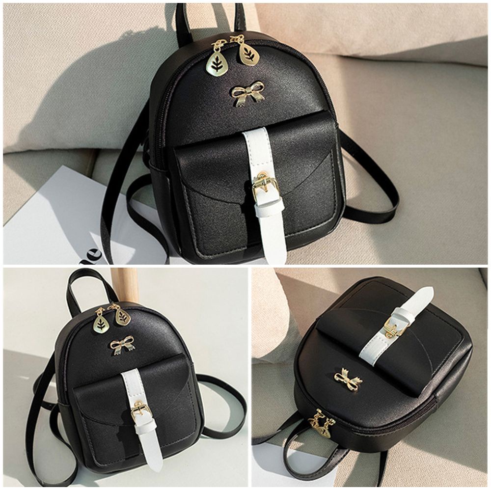 Balo da PU nhỏ xinh phối nơ đáng yêu cho nữ