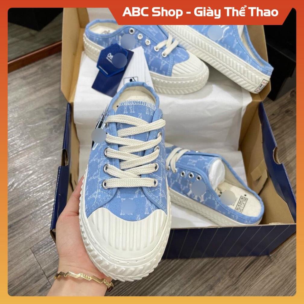 [FreeShip] Giày M.L.B Full box sục xanh biển nhạt ny, Giầy M.L.B Sneaker đặp gót xanh da trời ny boston siêu xinh