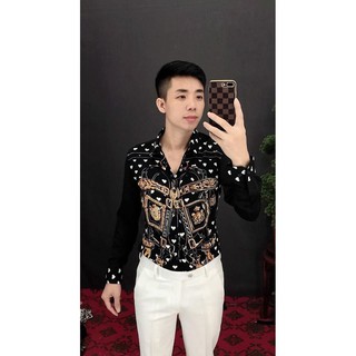 [SALE THẬT] Áo sơ mi Đen siêu cấp mi họa tiết [ẢNH THẬT][2020]