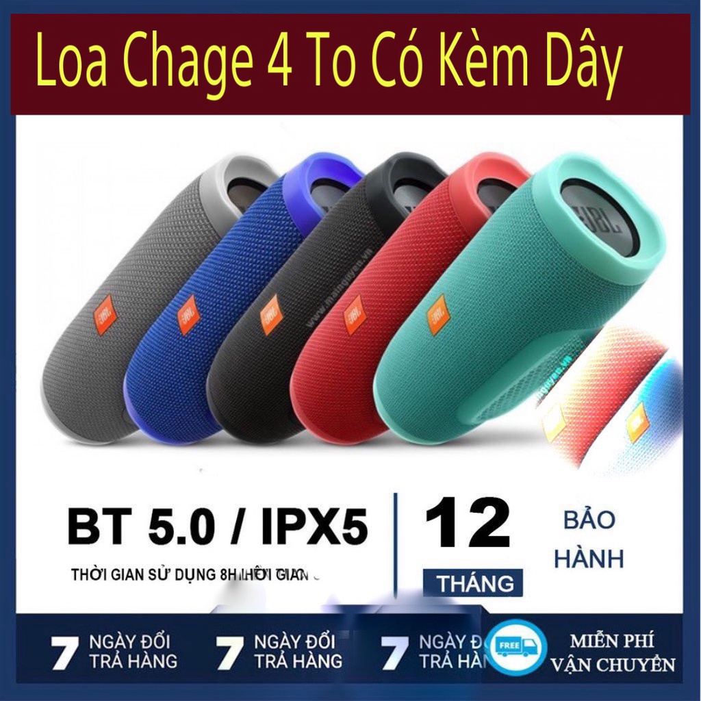 Loa bluetooth mini không dây Charge 4+ V5.0 Pin Khủng Âm Cực Hay MẪU 2021 tặng kèm dây đeo
