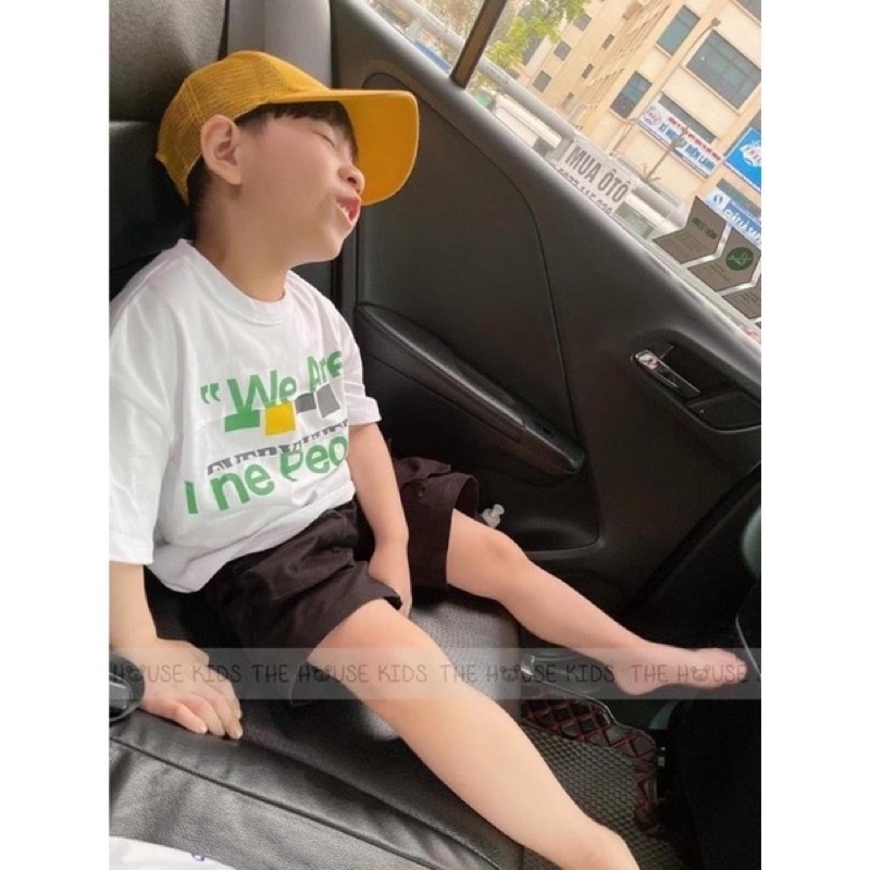 Áo Thun Bé Trai Áo Phông Trẻ Em Cotton Cao Cấp THE HOUSE KIDS Hoạ Tiết Chữ Xanh