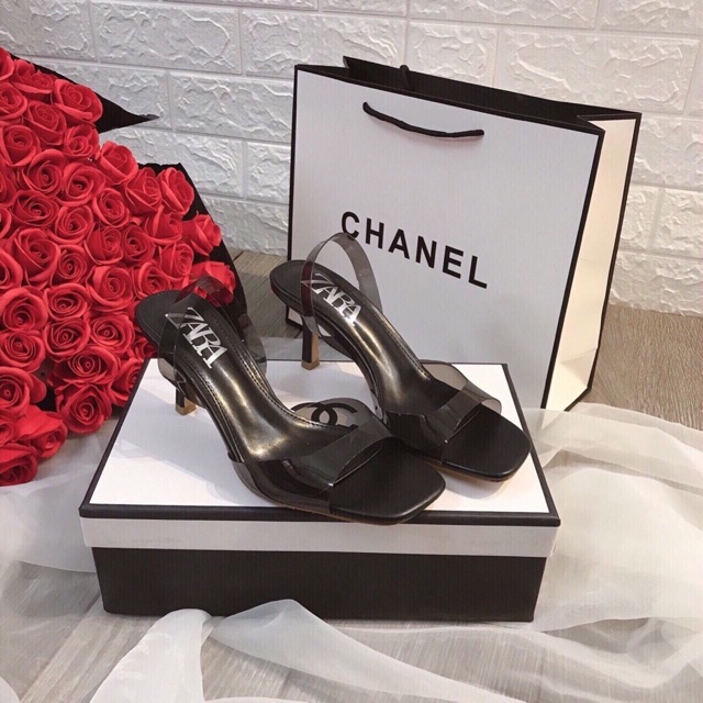 Sandal quai trong gót nhọn 5p