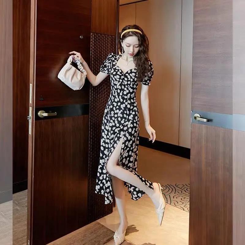 Đầm Tay Phồng Họa Tiết Hoa Cúc Phong Cách Pháp Thời Trang Mùa Hè Mới Dành Cho Nữ 2022