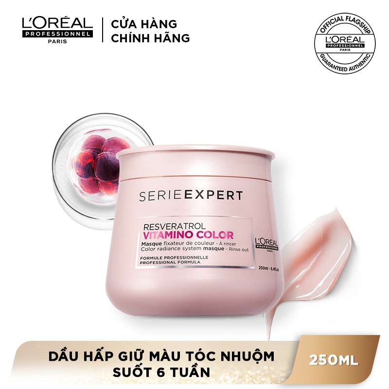 Dầu hấp chăm sóc và bền màu tóc nhuộm L'Oréal Professionnel Serie Expert Vitamino Resveratrol 250ml