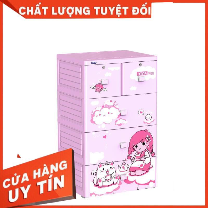 [FREESHIPXTRA] Tủ nhựa Duy Tân mina 4 tầng 5 ngăn DUONG THỎ CON _ .