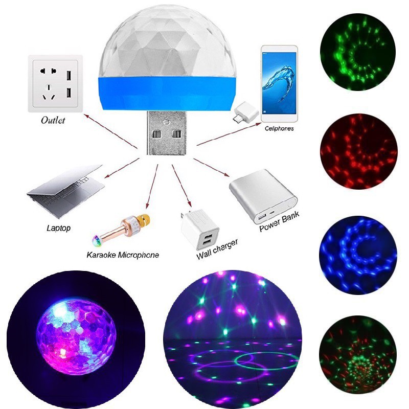 Đèn Led vũ trường mini cảm ứng theo nhạc cắm cổng usb