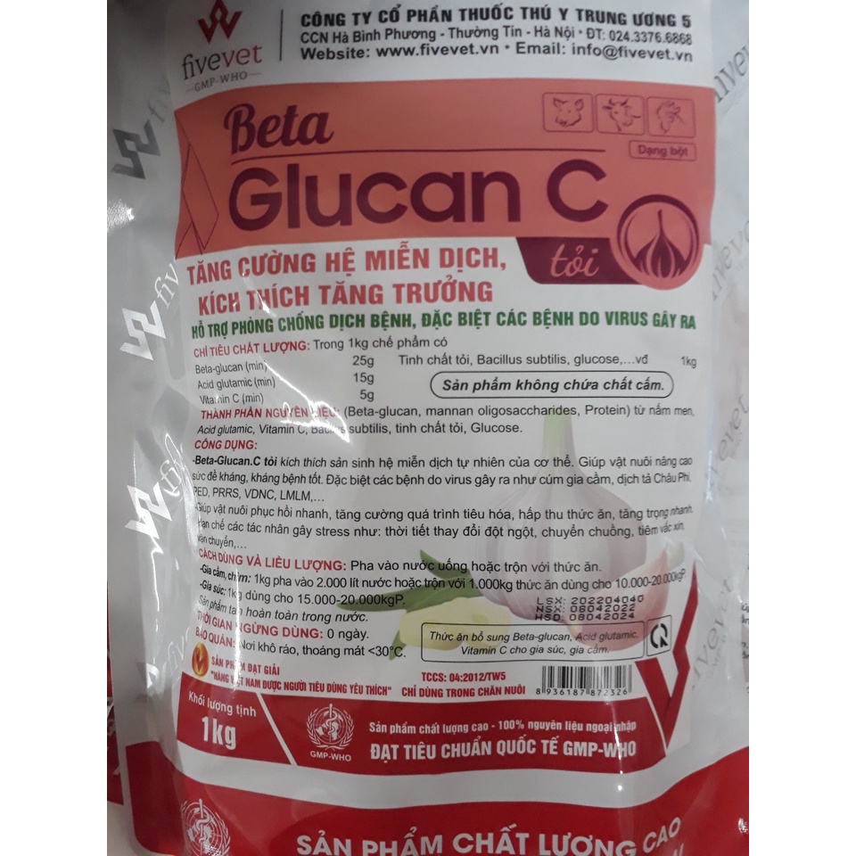 100g Beta Glucan C tỏi – tăng khả năng phòng b.ệnh do vi.rus, sức đề kh.áng cho lợn, vịt, gà đá, chim, chó mèo