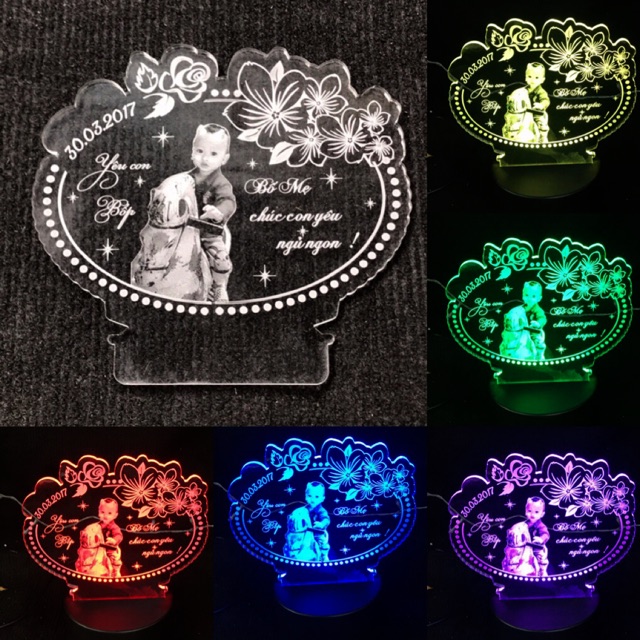 Khung Đèn Mica 3d, Khung Mica Trang Trí ~hình ảnh theo yêu cầu - Mã TRONHOA ( không kèm đế )