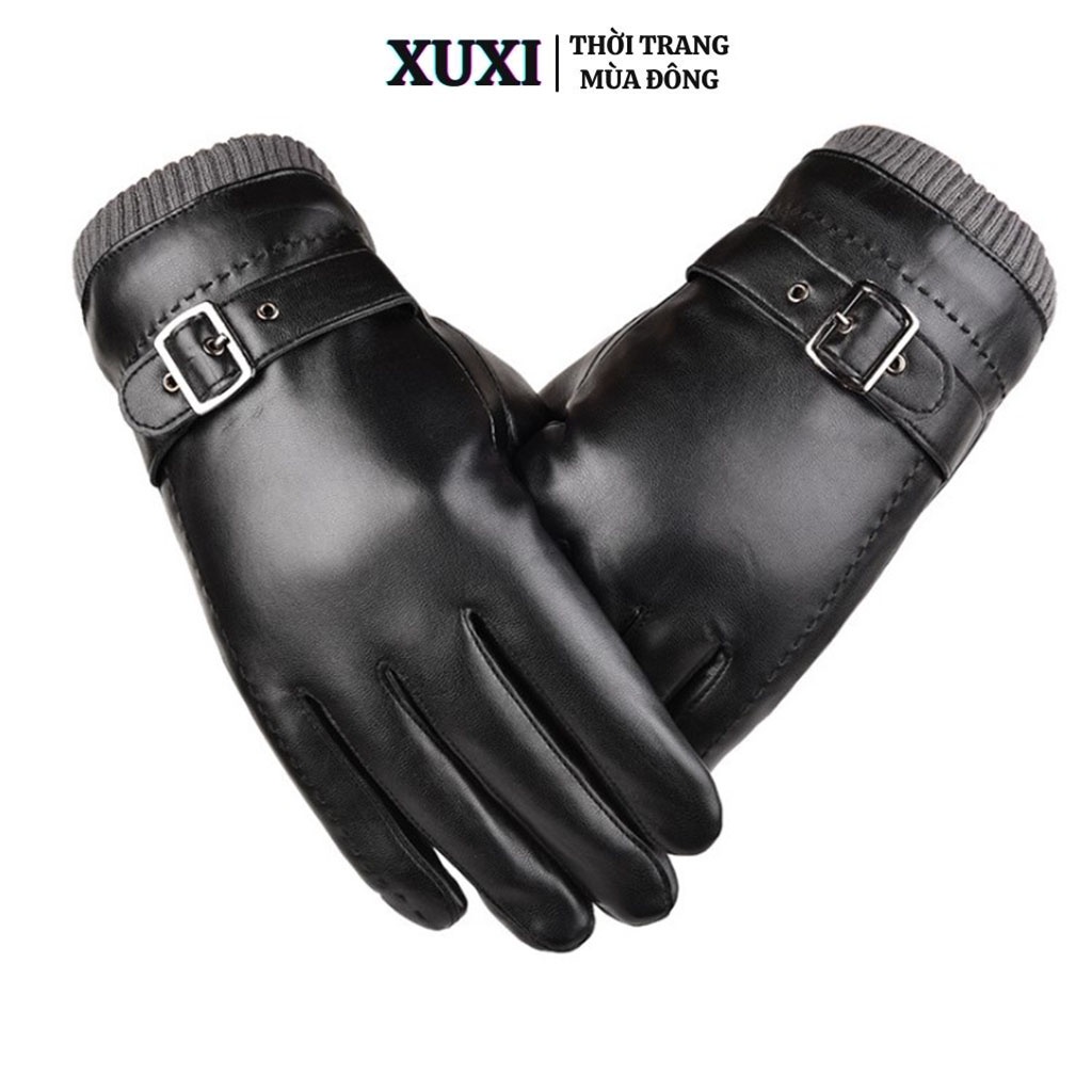 Găng tay mùa đông cho nam chống rét giữ ấm Xuxi găng tay da nam đi xe máy mùa đông chống lạnh cao cấp