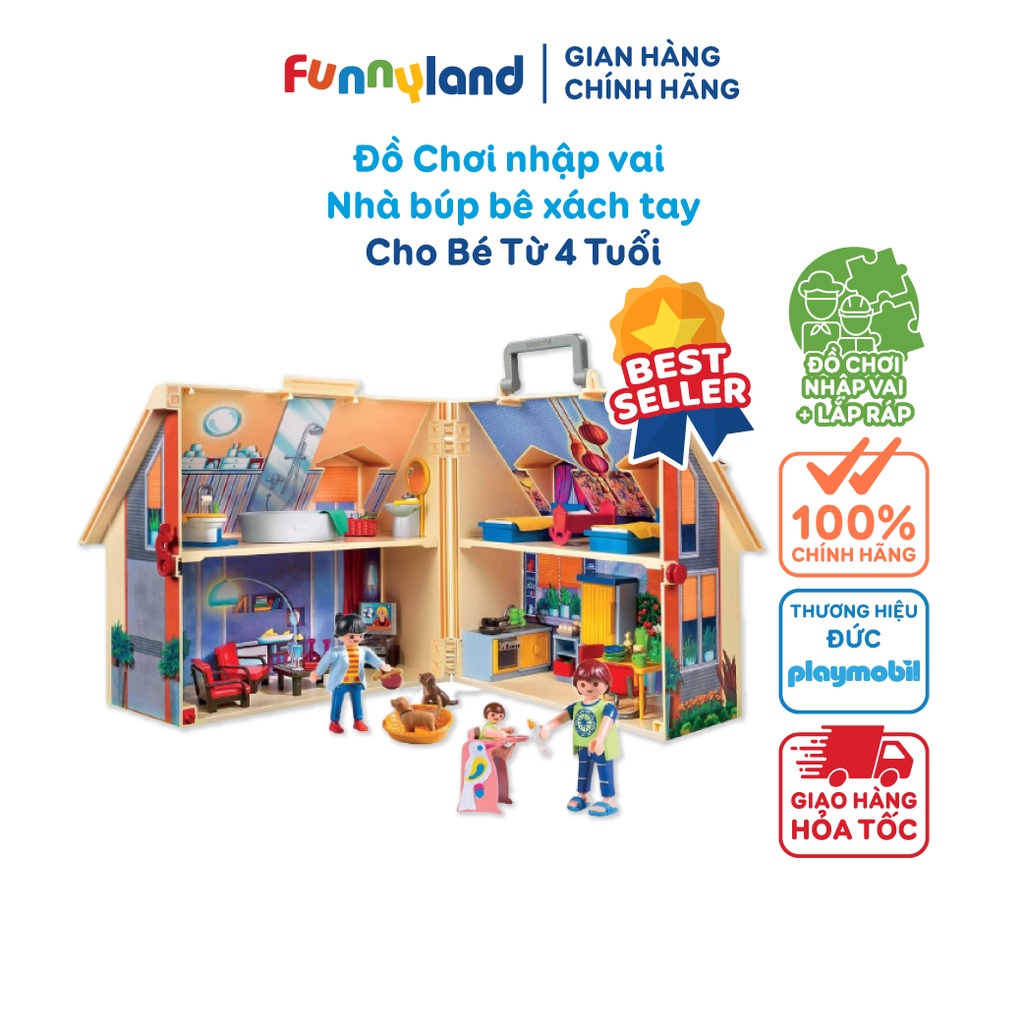 [Mã LT150 giảm 150k đơn 699k] Đồ chơi nhập vai Playmobil NHÀ BÚP BÊ XÁCH TAY