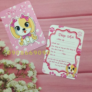 Thiệp mời sinh nhật Chó hồng