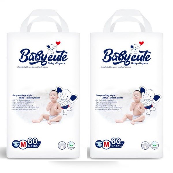 COMBO 2 BỊCH Bỉm Quần/Dán Baby Cute Đạt Tiêu Chuẩn Châu Âu (S72/M52/L46/XL46/XXL44)