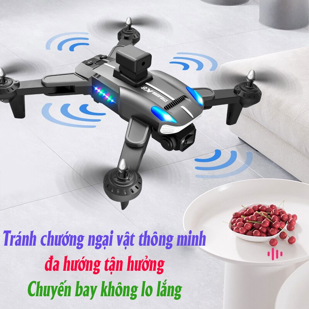 Lỗi 1 Đổi 1  Drone Mini Giá Rẻ 4K K8 Pro, Flycam Máy Bay Điều Khiển Từ Xa 4 Cánh, Cảm Biến Chống Va Đập